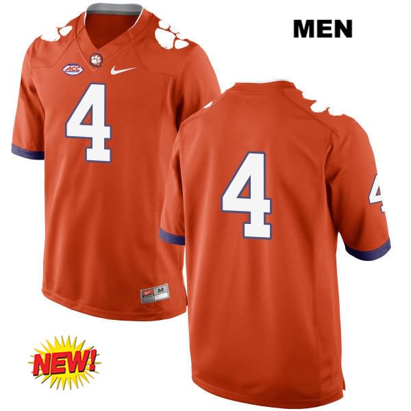 Men's Clemson Tigers #4 Deshaun Watson Stitched Orange New Style Authentic Nike No Name NCAA College Football Jersey PAC3546YO